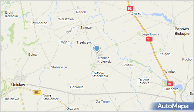 mapa Trzebcz Królewski, Trzebcz Królewski na mapie Targeo